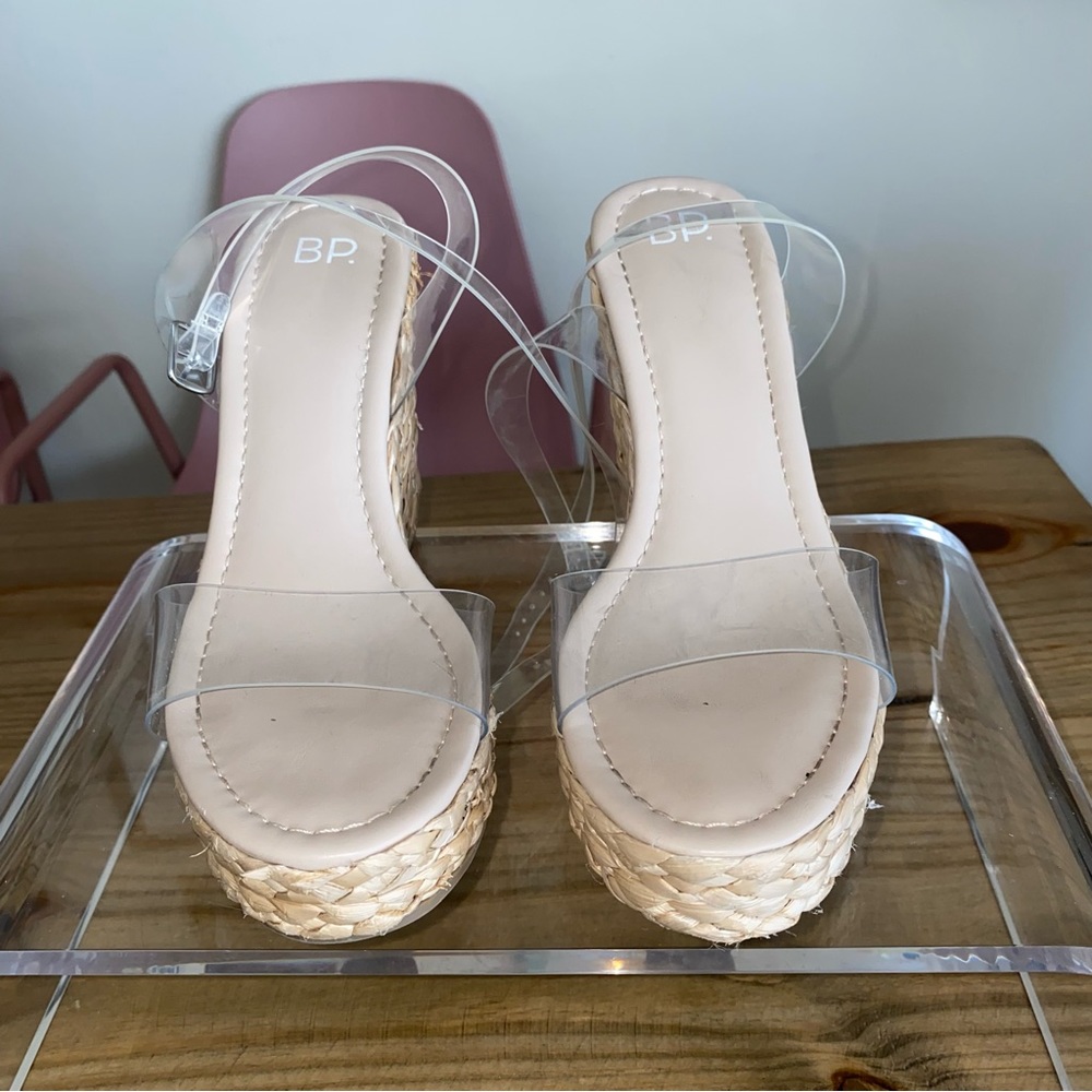 Boho clear wedge sandals